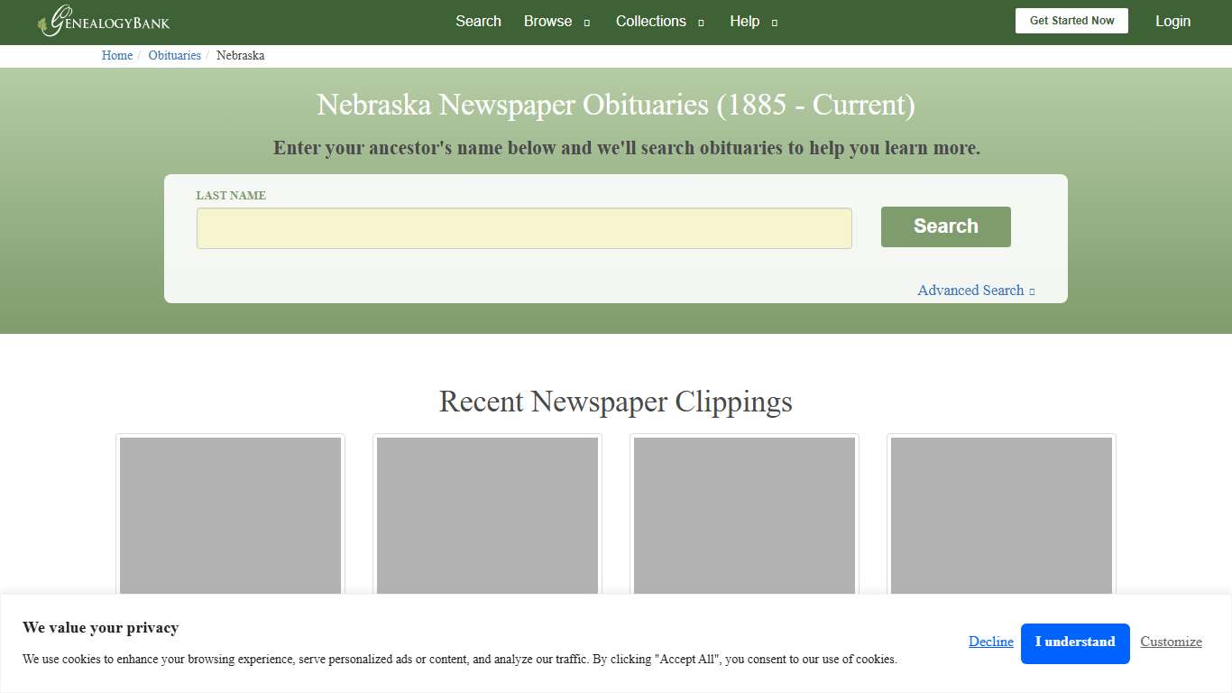 Nebraska Obituary Archive Search | GenealogyBank