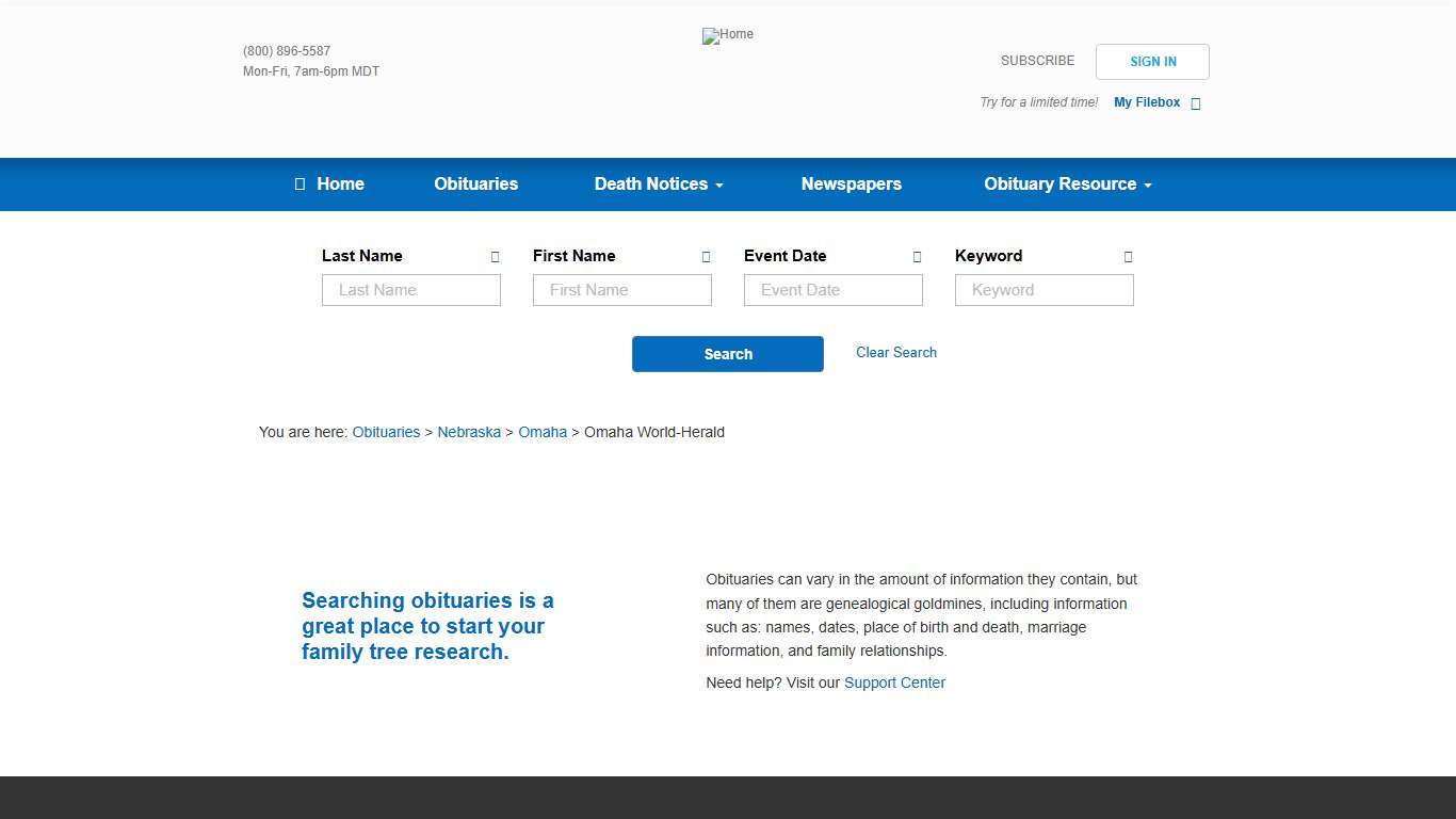 Omaha World-Herald Obituaries (2005 – 2026) - Omaha, NE