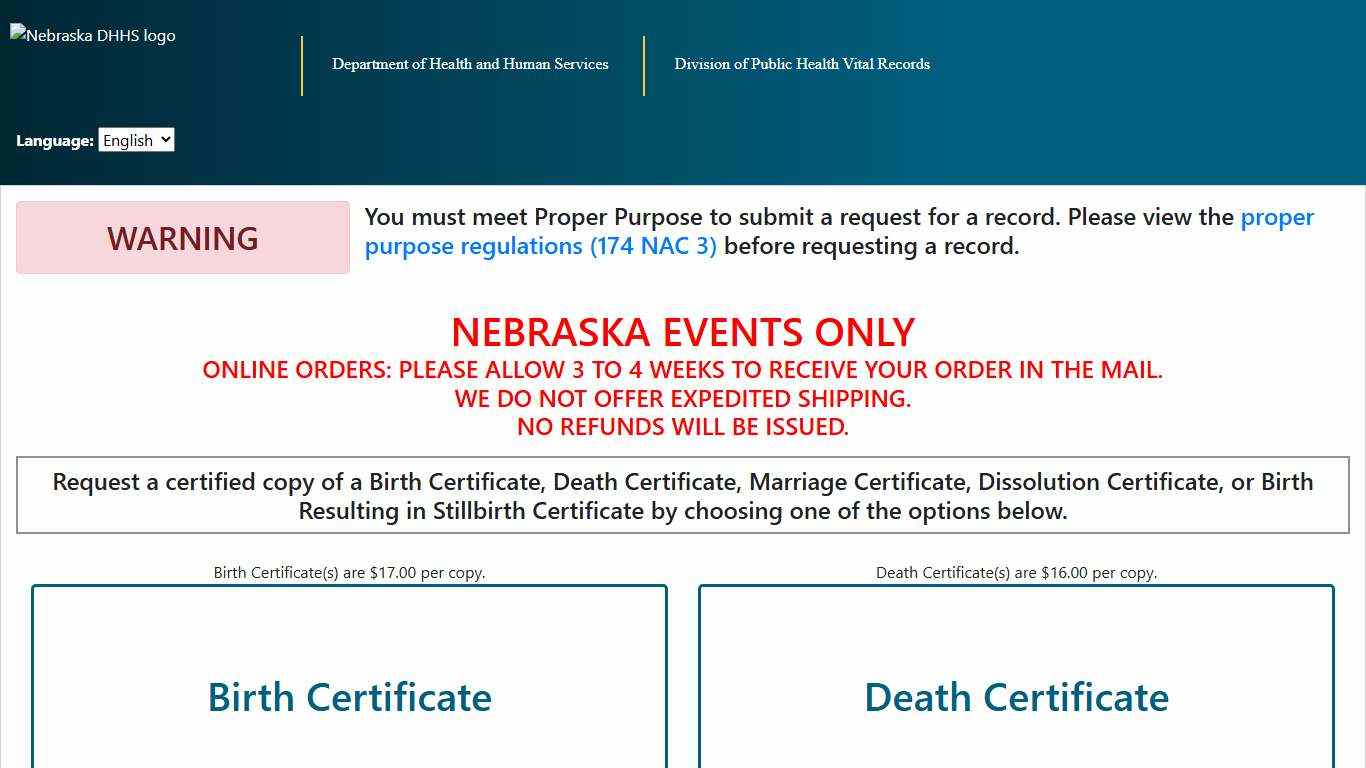 Home Page - Vital Records